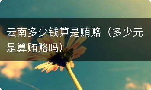 云南多少钱算是贿赂（多少元是算贿赂吗）