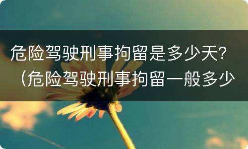 危险驾驶刑事拘留是多少天？（危险驾驶刑事拘留一般多少天）