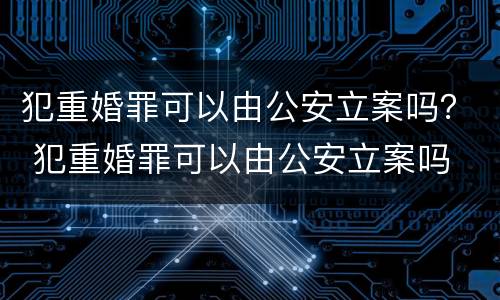 犯重婚罪可以由公安立案吗？ 犯重婚罪可以由公安立案吗