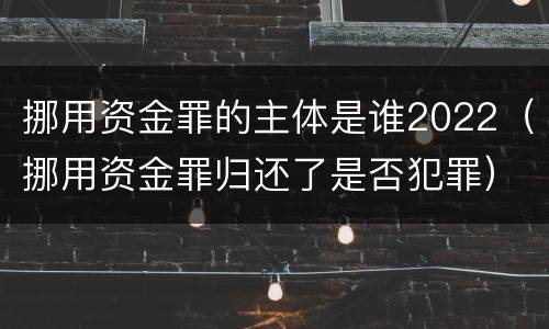 挪用资金罪的主体是谁2022（挪用资金罪归还了是否犯罪）