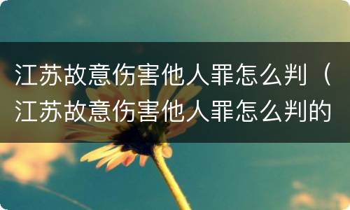 江苏故意伤害他人罪怎么判（江苏故意伤害他人罪怎么判的）