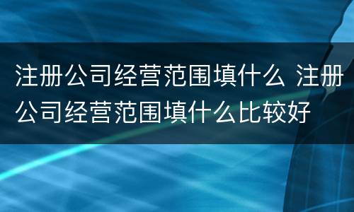 注册公司经营范围填什么 注册公司经营范围填什么比较好