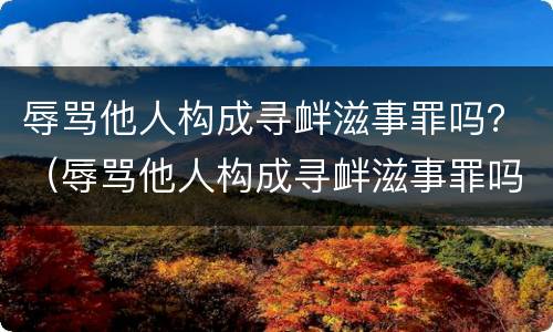 辱骂他人构成寻衅滋事罪吗？（辱骂他人构成寻衅滋事罪吗）