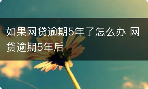 如果网贷逾期5年了怎么办 网贷逾期5年后