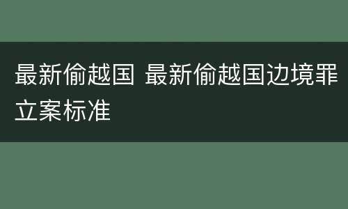 最新偷越国 最新偷越国边境罪立案标准