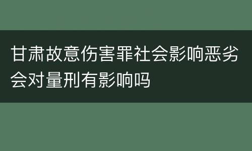 甘肃故意伤害罪社会影响恶劣会对量刑有影响吗