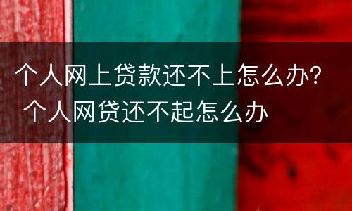 个人网上贷款还不上怎么办？ 个人网贷还不起怎么办