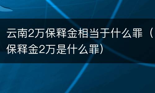 云南2万保释金相当于什么罪（保释金2万是什么罪）
