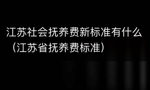 江苏社会抚养费新标准有什么（江苏省抚养费标准）