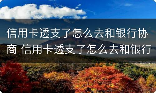 信用卡透支了怎么去和银行协商 信用卡透支了怎么去和银行协商还本金