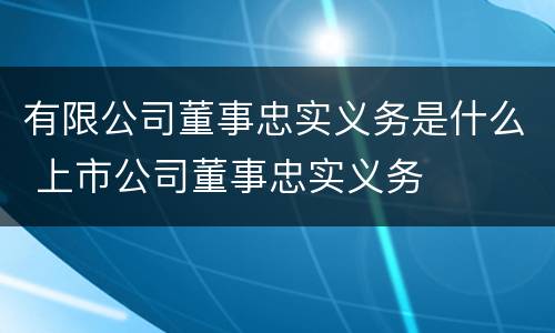 有限公司董事忠实义务是什么 上市公司董事忠实义务