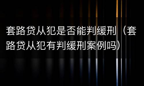 套路贷从犯是否能判缓刑（套路贷从犯有判缓刑案例吗）