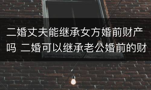 二婚丈夫能继承女方婚前财产吗 二婚可以继承老公婚前的财产吗