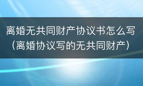 离婚无共同财产协议书怎么写（离婚协议写的无共同财产）
