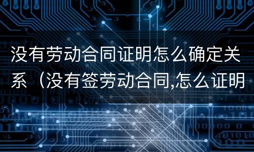 没有劳动合同证明怎么确定关系（没有签劳动合同,怎么证明劳动关系）