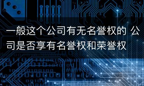 一般这个公司有无名誉权的 公司是否享有名誉权和荣誉权
