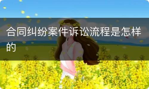 合同纠纷案件诉讼流程是怎样的