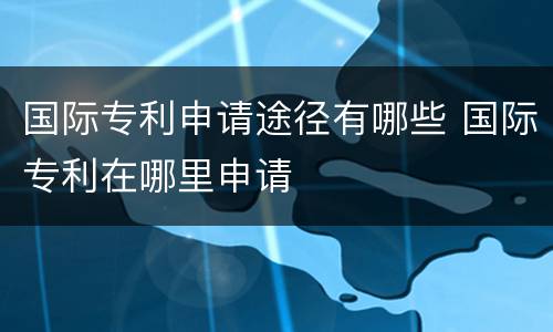 国际专利申请途径有哪些 国际专利在哪里申请