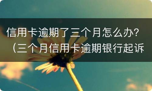 信用卡逾期了三个月怎么办？（三个月信用卡逾期银行起诉我怎么办）