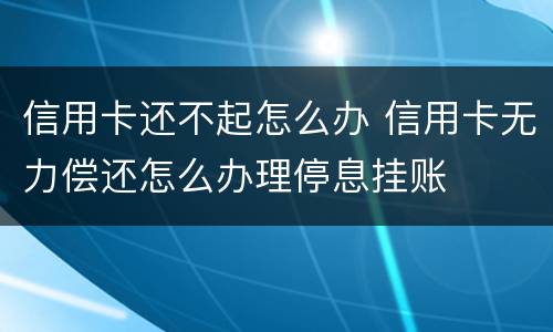 信用卡还不起怎么办 信用卡无力偿还怎么办理停息挂账