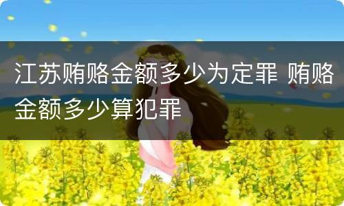 江苏贿赂金额多少为定罪 贿赂金额多少算犯罪