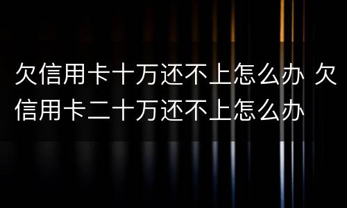 欠信用卡十万还不上怎么办 欠信用卡二十万还不上怎么办