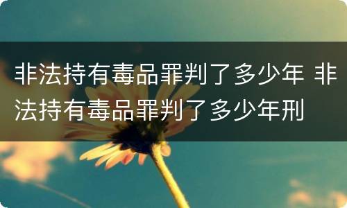 非法持有毒品罪判了多少年 非法持有毒品罪判了多少年刑