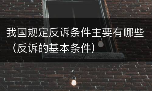 我国规定反诉条件主要有哪些（反诉的基本条件）