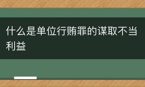什么是单位行贿罪的谋取不当利益