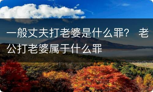 一般丈夫打老婆是什么罪？ 老公打老婆属于什么罪