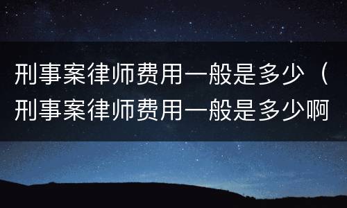 刑事案律师费用一般是多少（刑事案律师费用一般是多少啊）