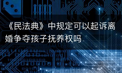 《民法典》中规定可以起诉离婚争夺孩子抚养权吗