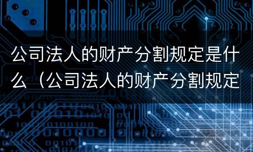 公司法人的财产分割规定是什么（公司法人的财产分割规定是什么时候实施）