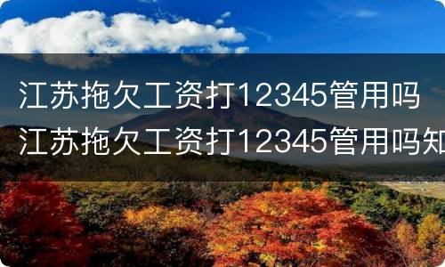 江苏拖欠工资打12345管用吗 江苏拖欠工资打12345管用吗知乎