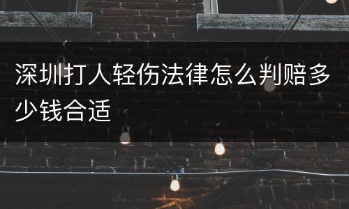 深圳打人轻伤法律怎么判赔多少钱合适