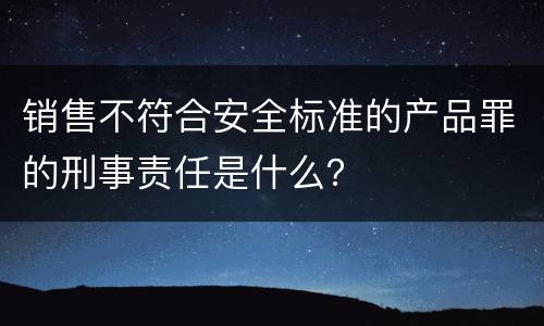 销售不符合安全标准的产品罪的刑事责任是什么？