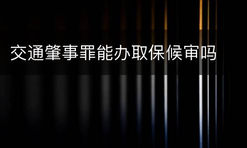 交通肇事罪能办取保候审吗
