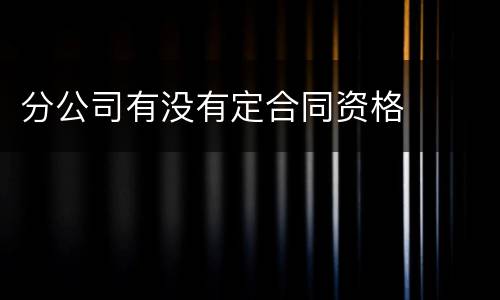 分公司有没有定合同资格