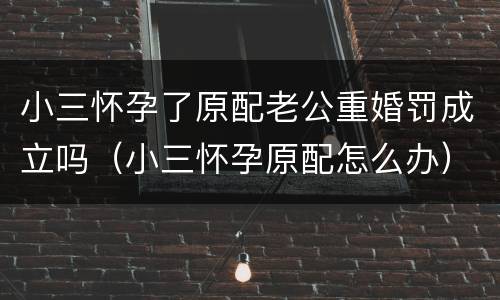 小三怀孕了原配老公重婚罚成立吗（小三怀孕原配怎么办）