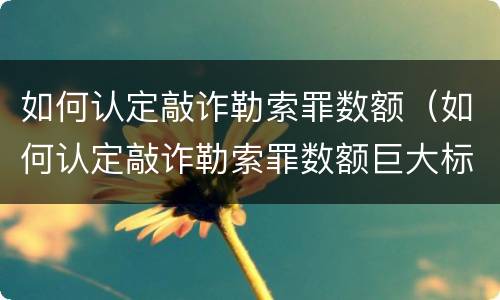 如何认定敲诈勒索罪数额（如何认定敲诈勒索罪数额巨大标准）