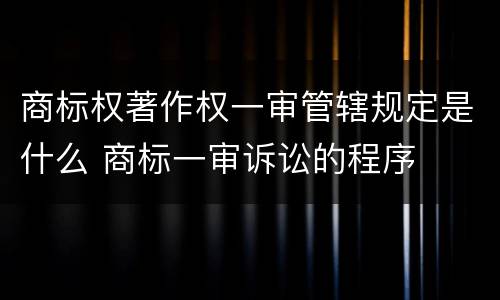 商标权著作权一审管辖规定是什么 商标一审诉讼的程序