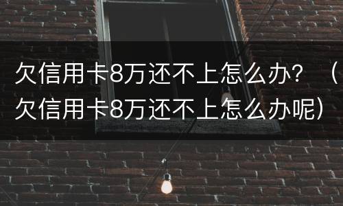 欠信用卡8万还不上怎么办？（欠信用卡8万还不上怎么办呢）