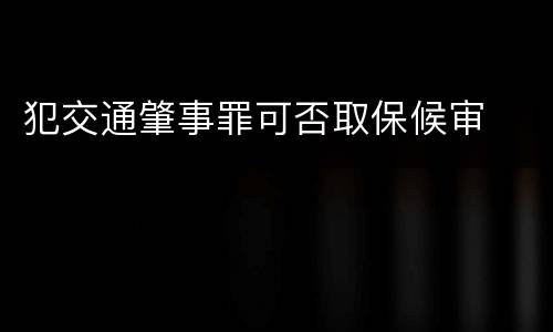 犯交通肇事罪可否取保候审