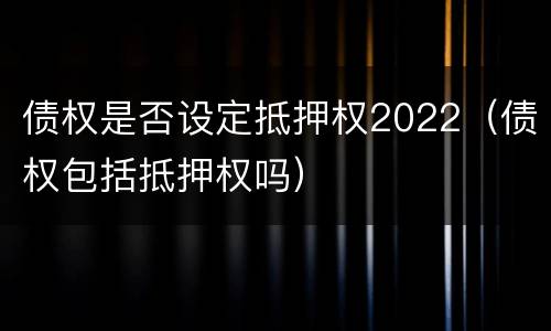 债权是否设定抵押权2022（债权包括抵押权吗）