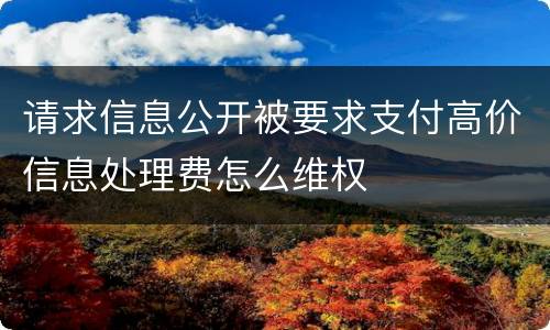 请求信息公开被要求支付高价信息处理费怎么维权