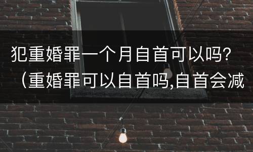 犯重婚罪一个月自首可以吗？（重婚罪可以自首吗,自首会减刑吗）