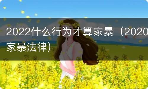 2022什么行为才算家暴（2020家暴法律）