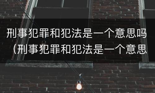 刑事犯罪和犯法是一个意思吗（刑事犯罪和犯法是一个意思吗对吗）