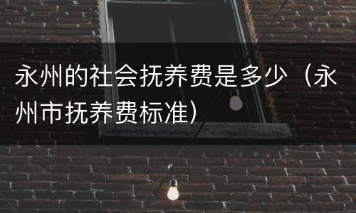 永州的社会抚养费是多少（永州市抚养费标准）