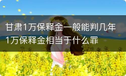 甘肃1万保释金一般能判几年 1万保释金相当于什么罪